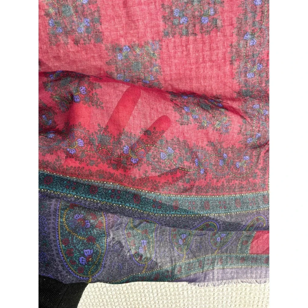 Boho Womens Unbranded Paisley Floral Square Scarf Wrap OS Purple Red